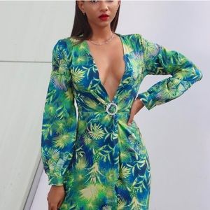 Chicme Tropical Plunge Maxi Dress